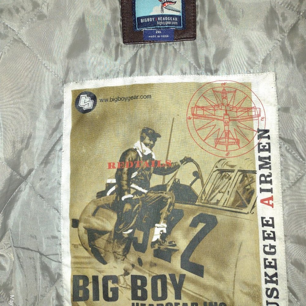 LEATHER TUSKEGEE AIRMAN BOMBER JACKET - Picture 3 of 7